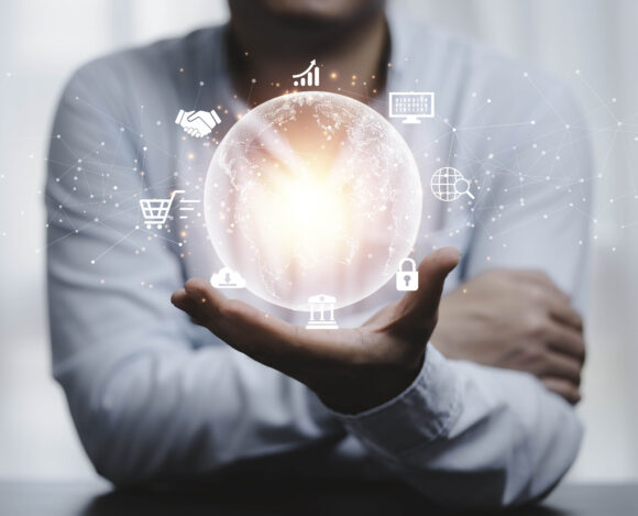 Man hand holding virtual world with internet connection for met South Africa’s Unique Path to Internet Dominance